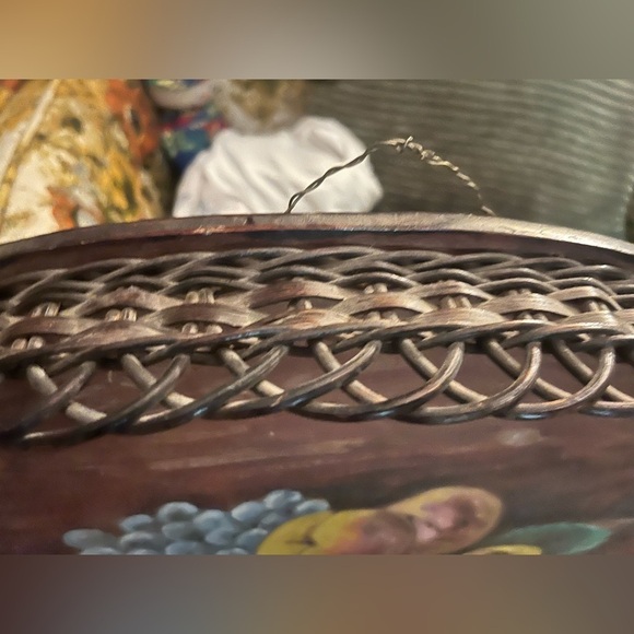 Large Vintage Hand Painted tray Wall hanging Art 22”x15” -Amazing piece ! - Picture 13 of 13